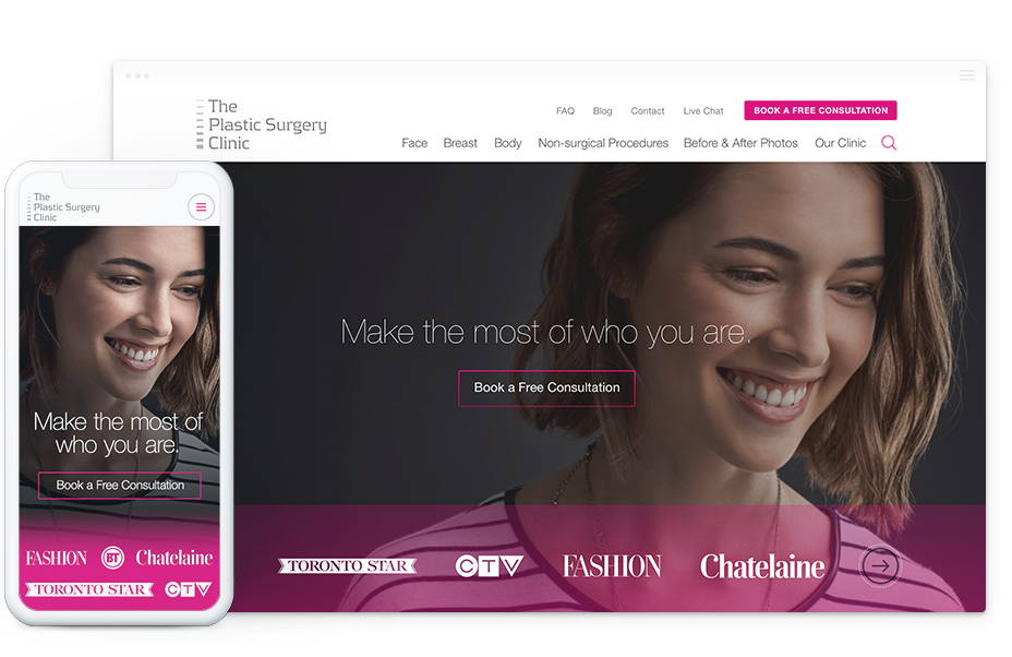 Web Design for Medical Clinics – The Plastic Surgery Clinic in Toronto