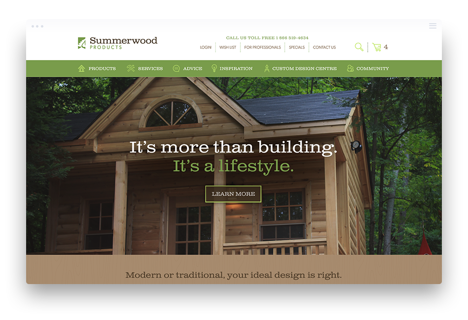 B2C Web Design for Summerwood Products