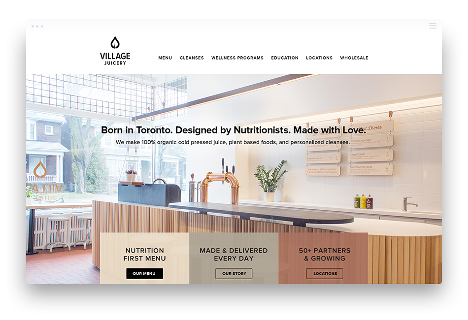 Web Design for Food & Beverage Company - Village Juicery