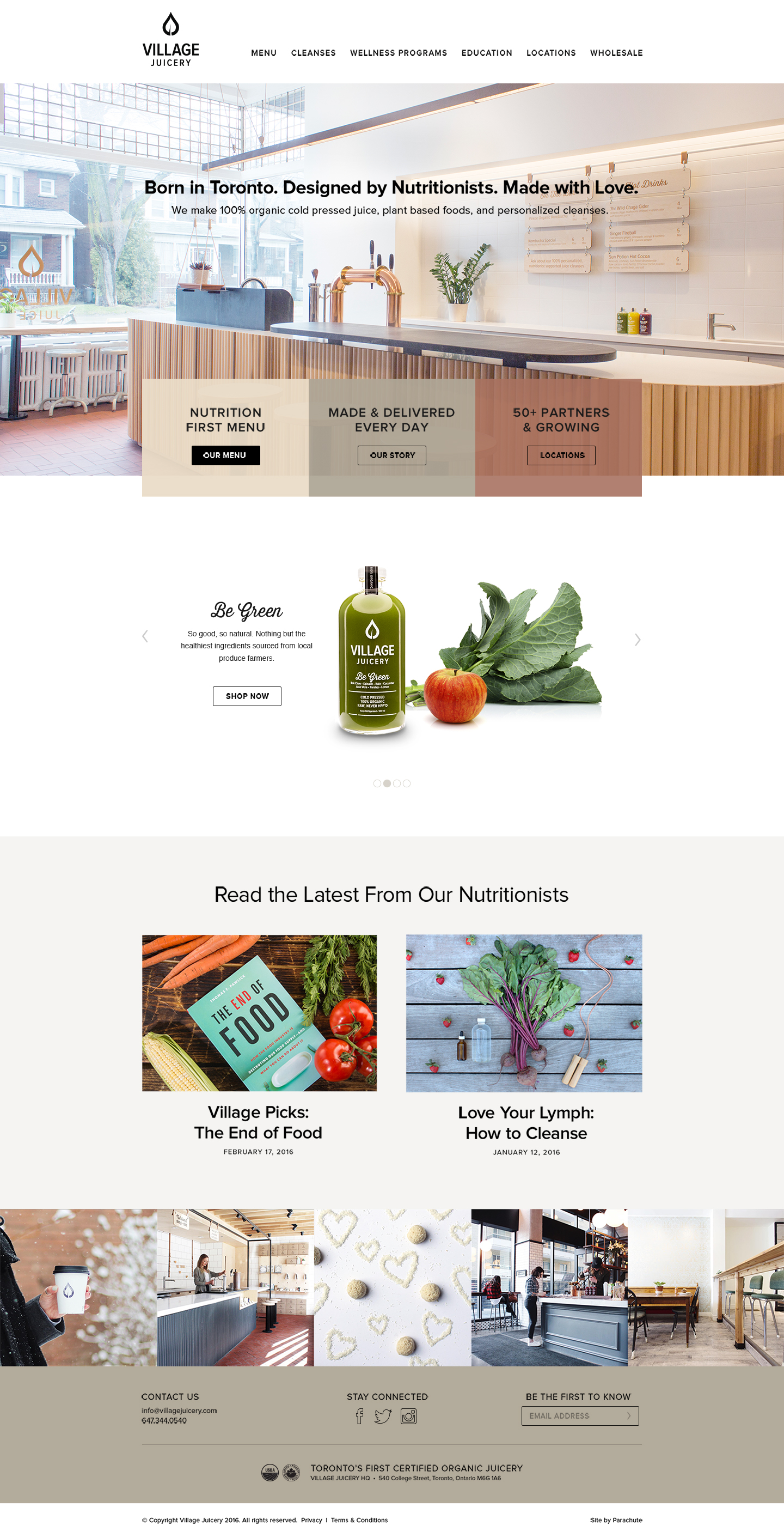 Website Design for Food & Beverage Company - Village Juicery