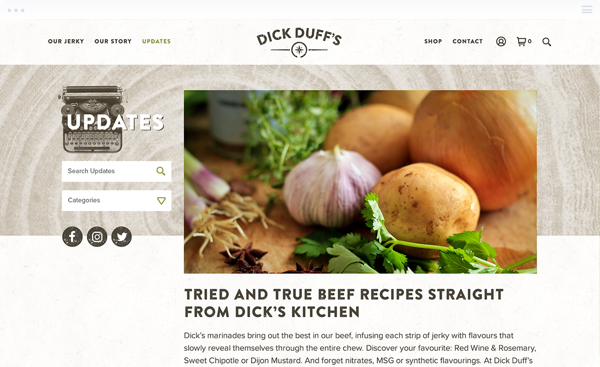 Food & Beverage Company Website Design – Dick Duffs Case Study