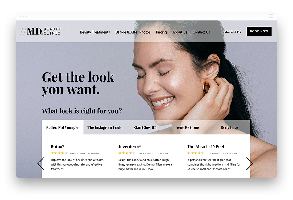 Web Design for Medical Clinic in Toronto - MD Beauty Clinic