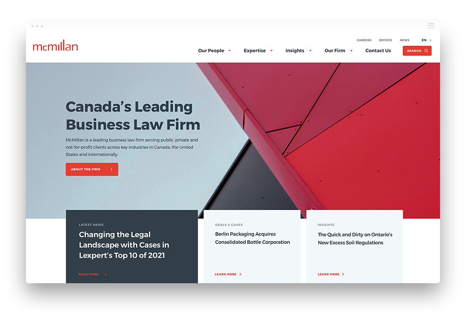 McMillan LLP Law Firm Web Design