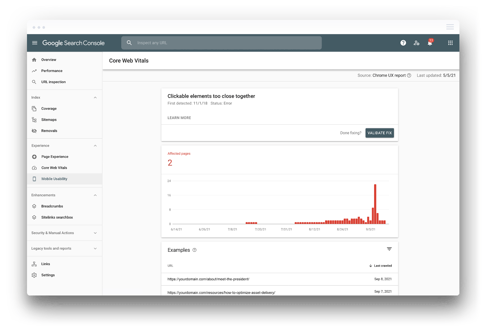 Clickable Elements Too Close Together Alert in Google Search Console