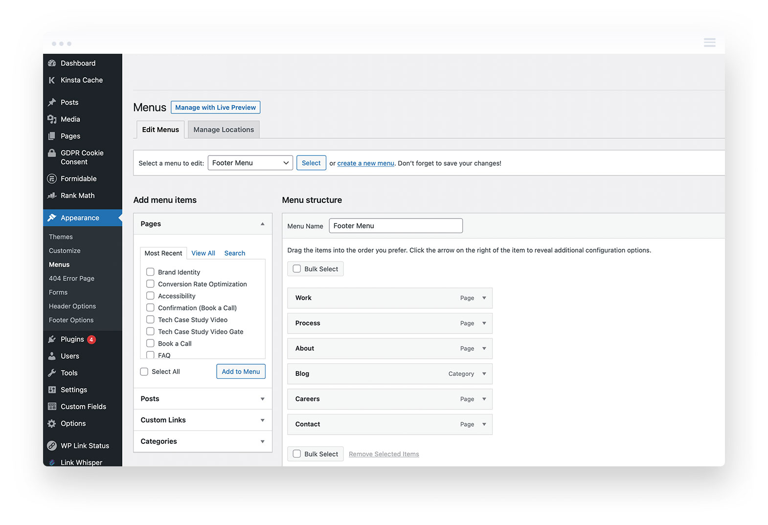 WordPress Menu Editor