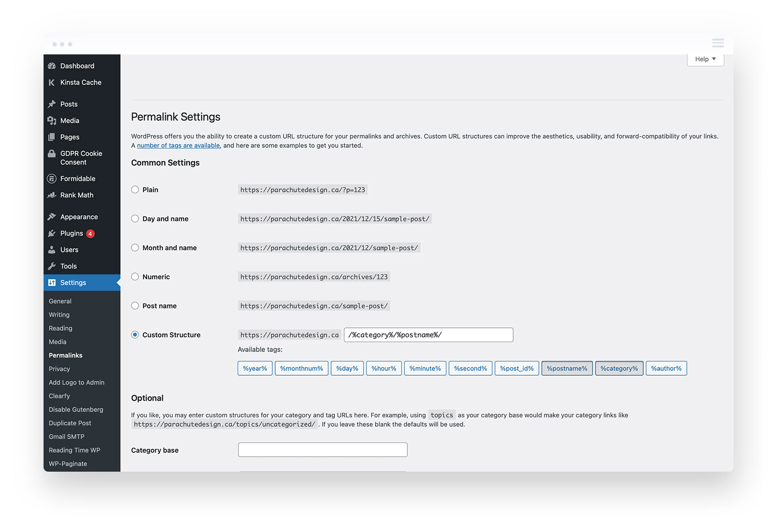 Configure WordPress Permalink Structure