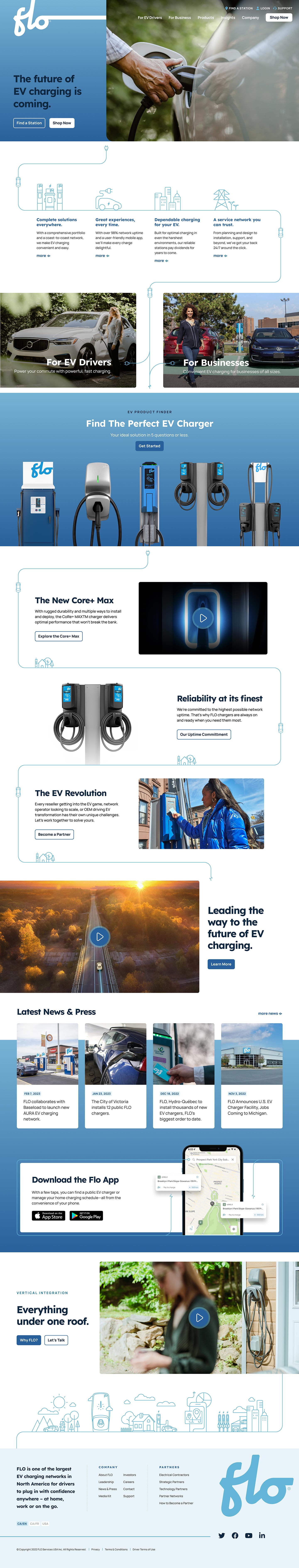 Flo EV charging company website design