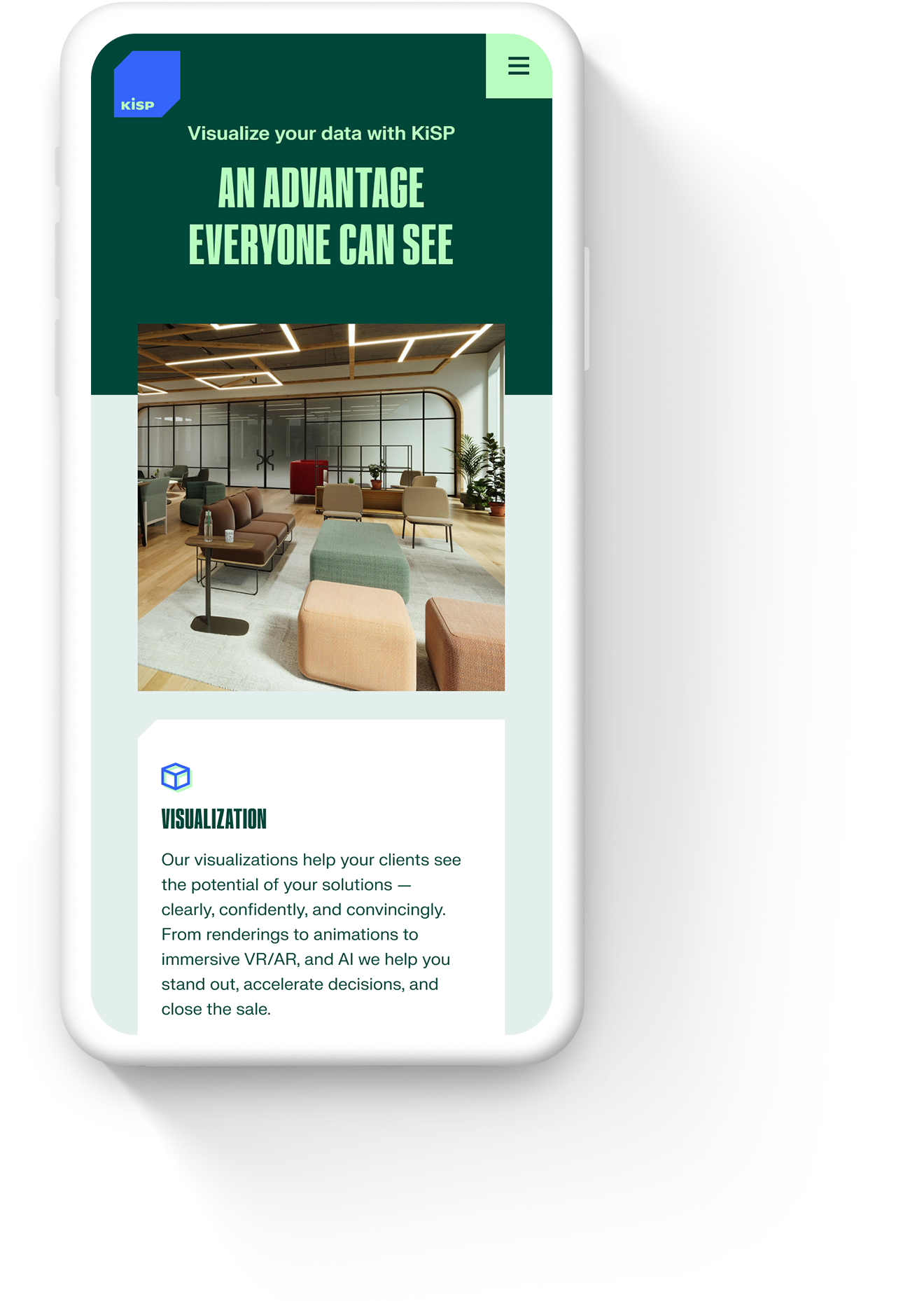 Mobile web design for tech company: KiSP
