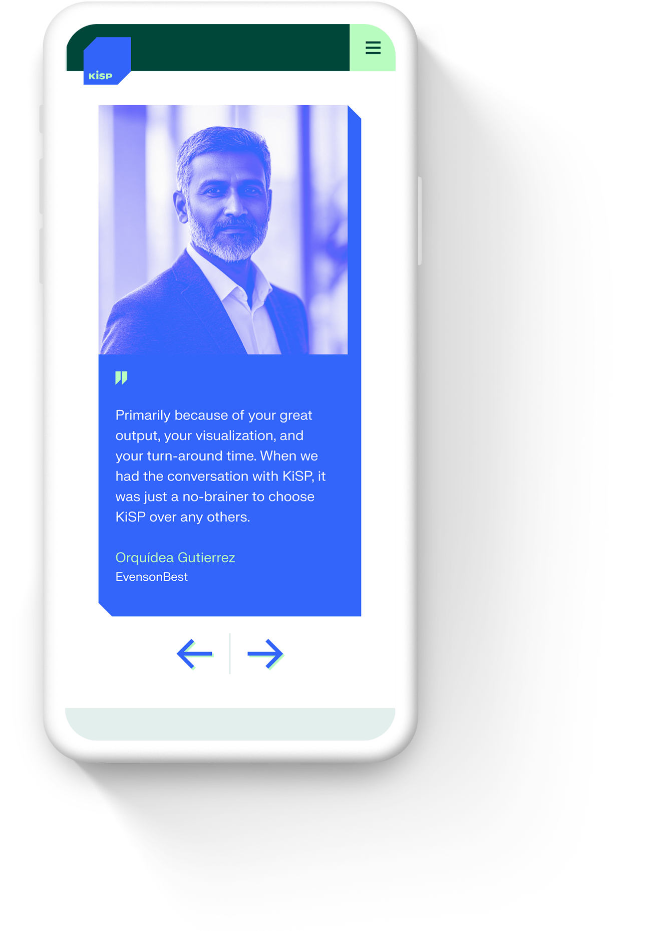 Mobile web design for AR technology company: KiSP