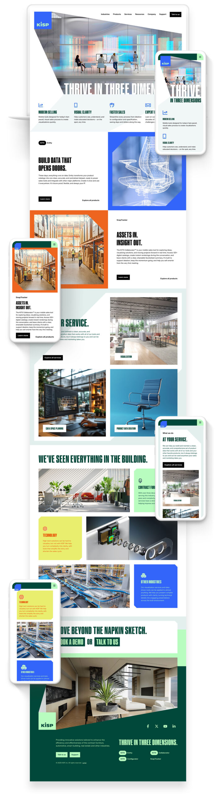 Website design for tech company specializing in visualization and AR services: KiSP